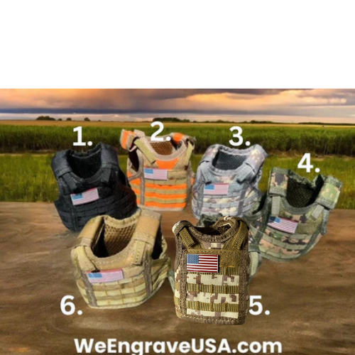 Tactical Vest Coozie + Mini USA flag