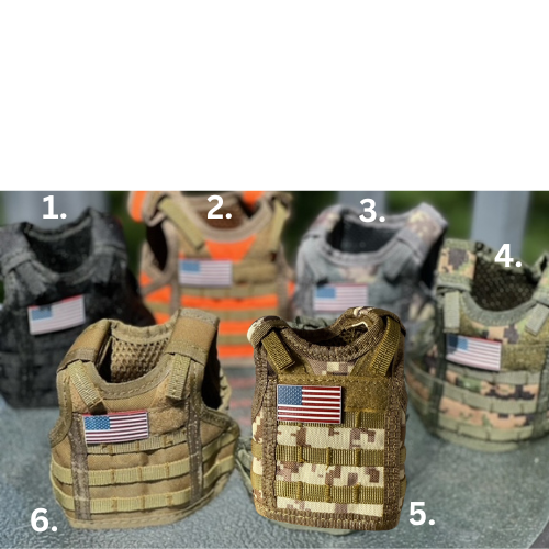 Tactical Vest Coozie + Mini USA flag