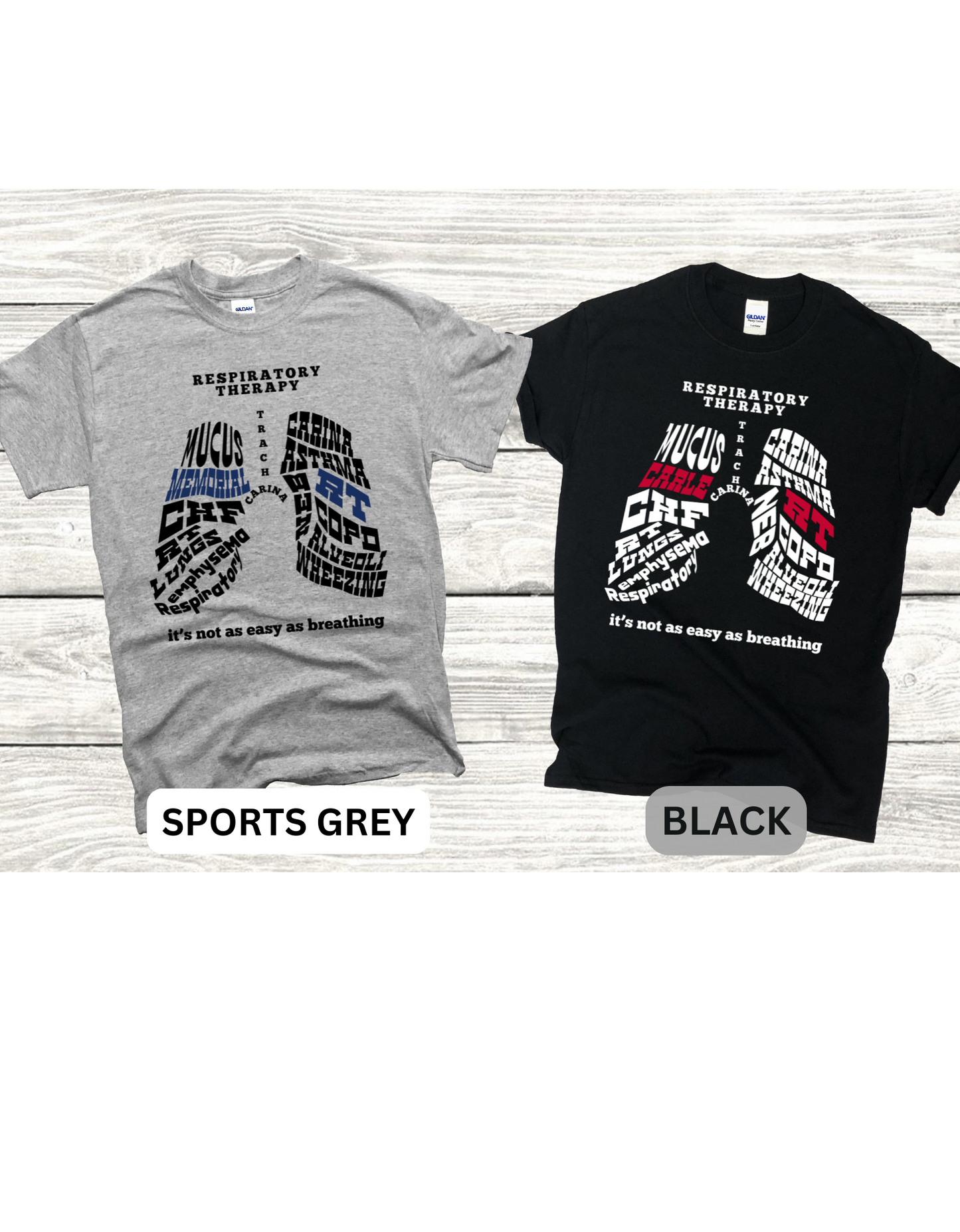 Respiratory Therapy Gildan T-shirt of Lung Word Collage