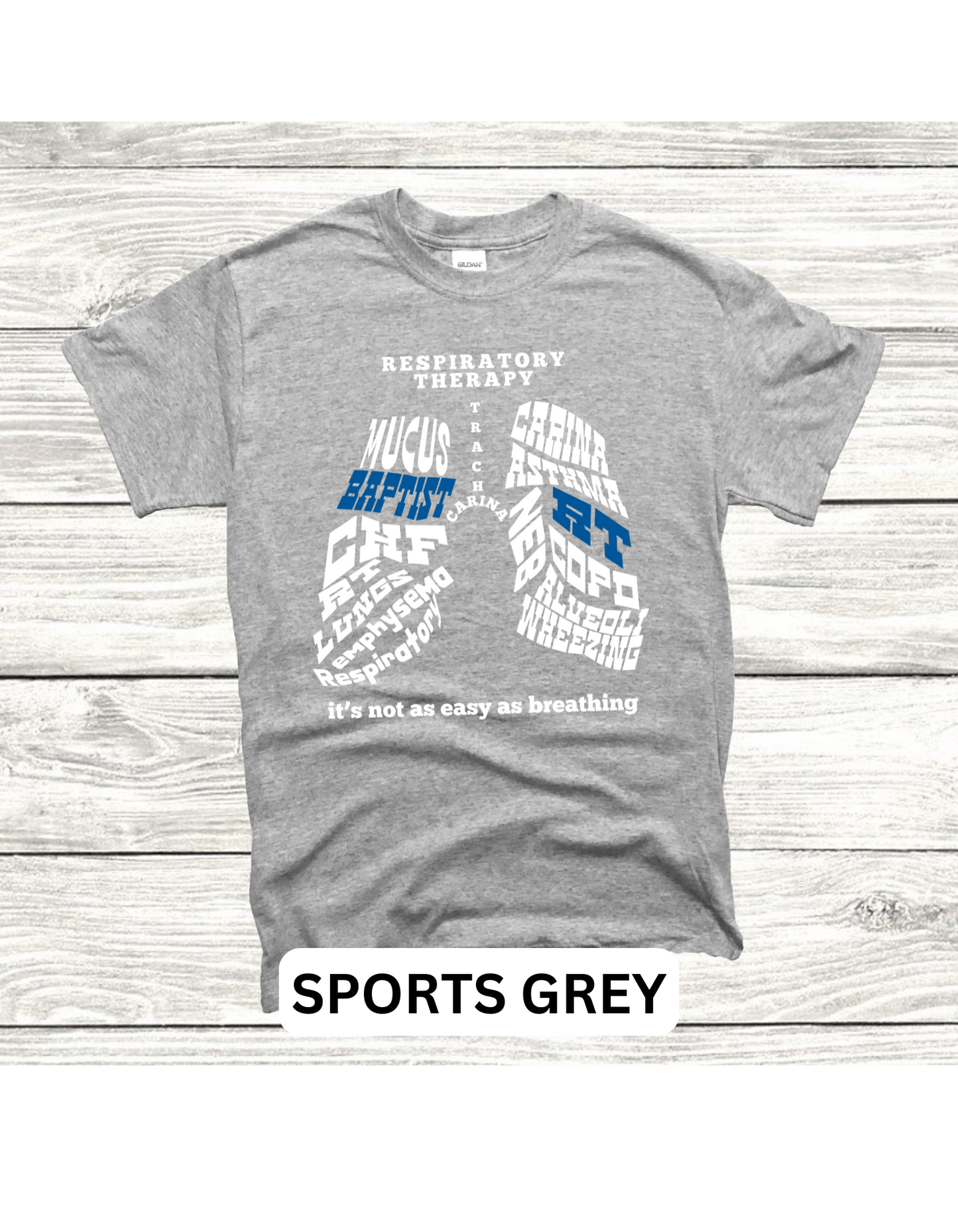Respiratory Therapy Gildan T-shirt of Lung Word Collage