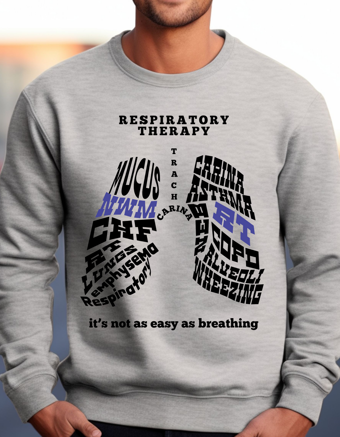 Respiratory Therapy Crewneck sweater of Lung Word Collage
