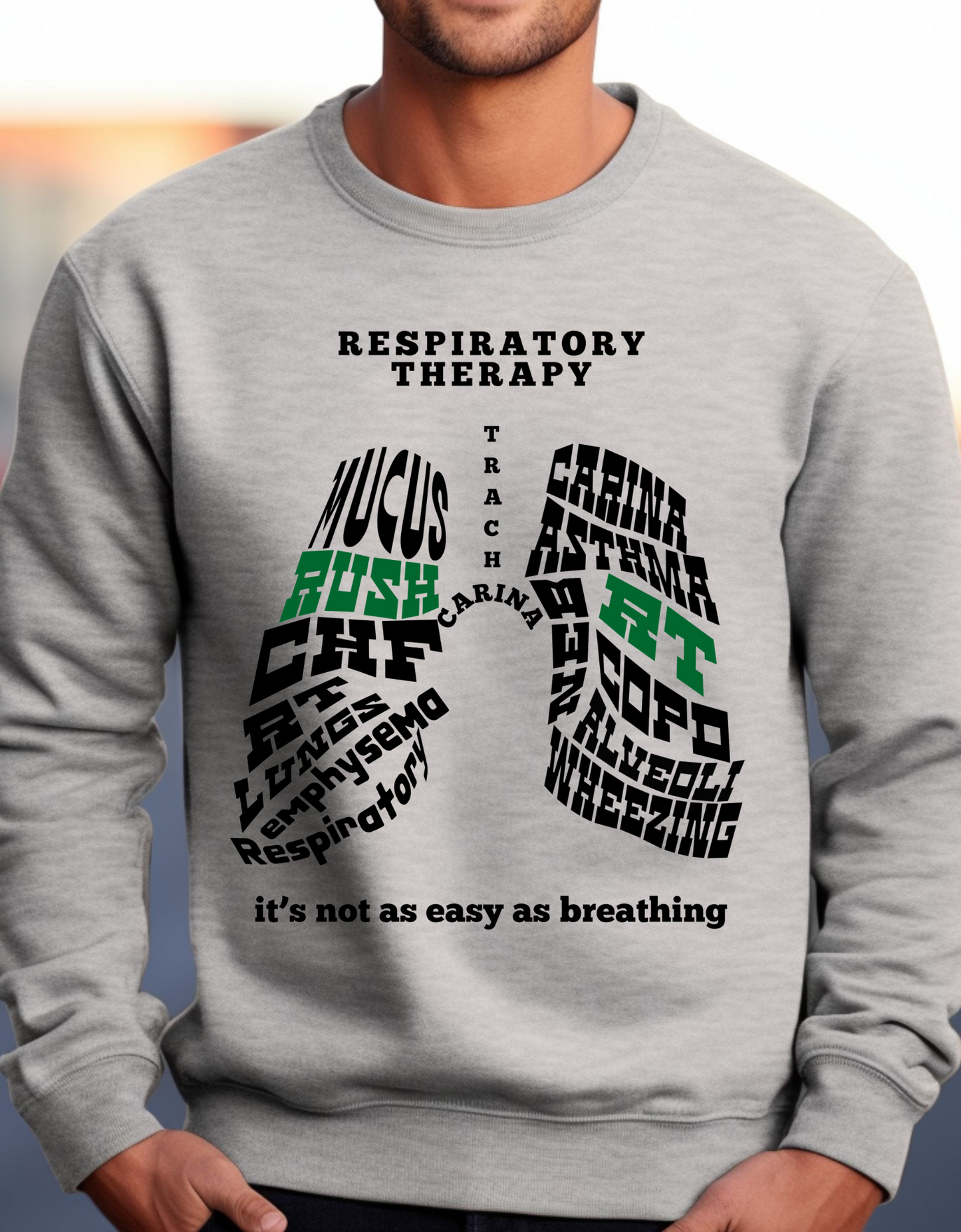 Respiratory Therapy Crewneck sweater of Lung Word Collage