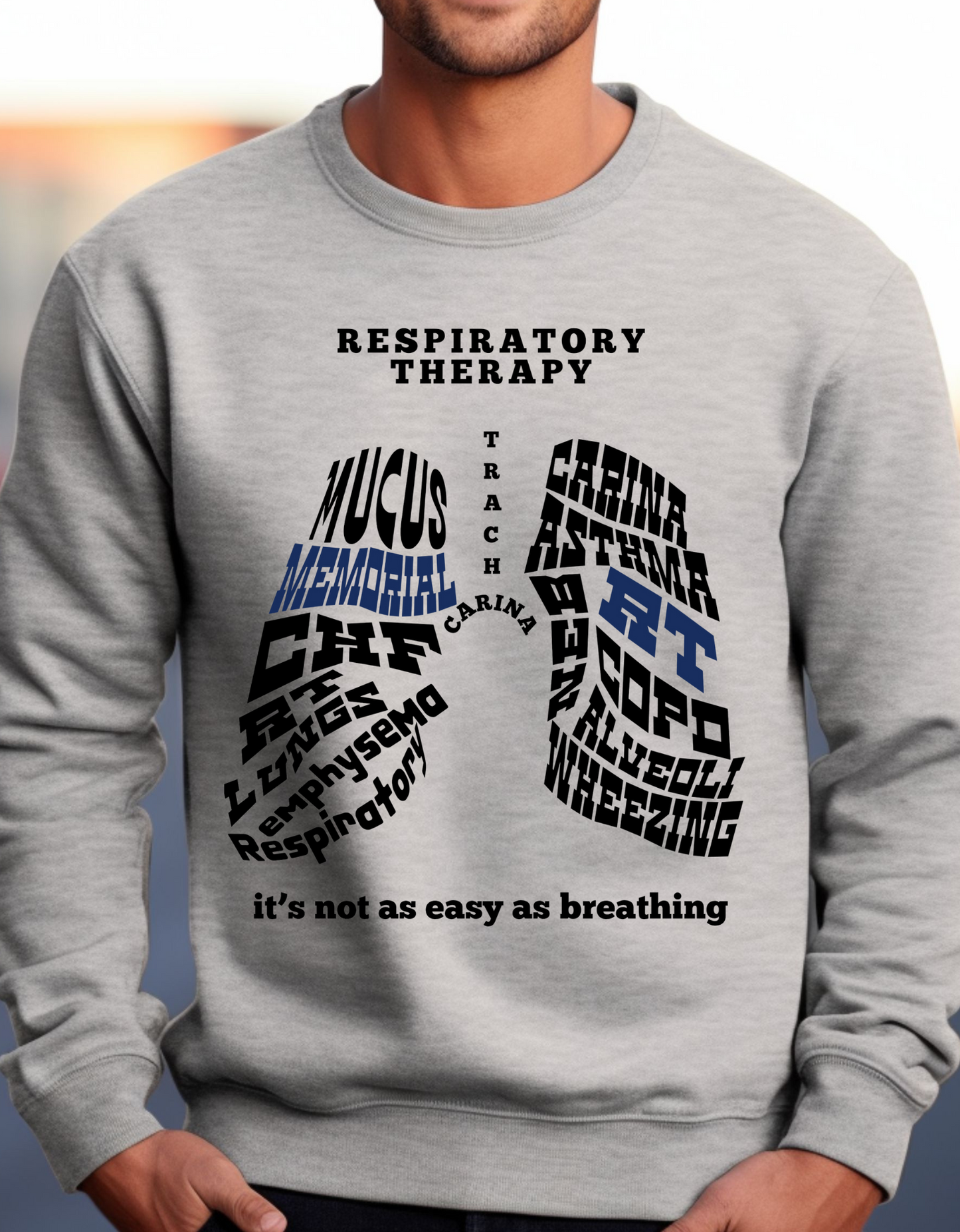 Respiratory Therapy Crewneck sweater of Lung Word Collage