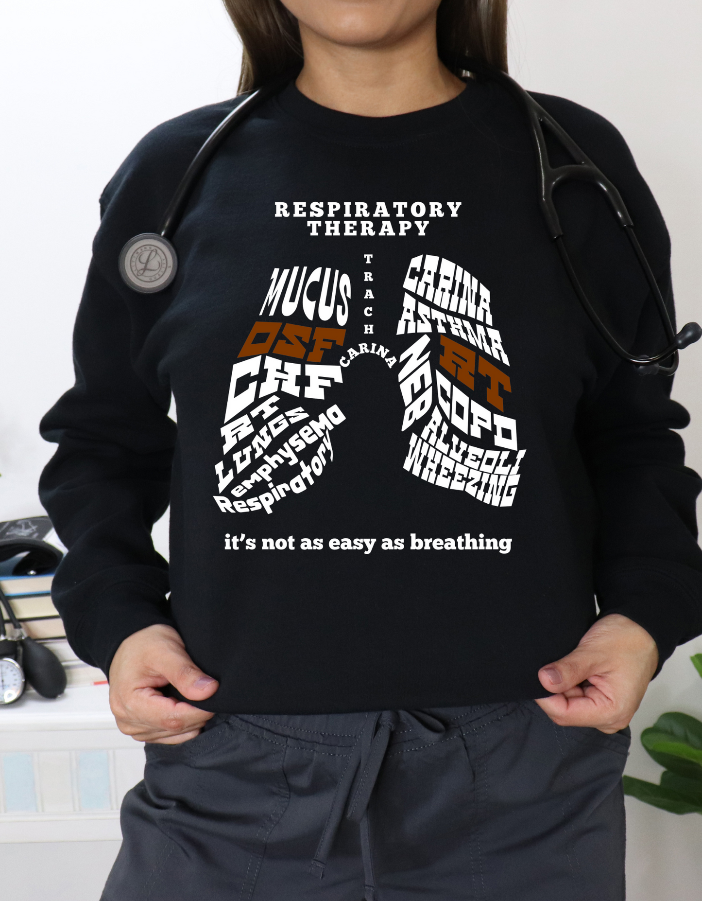Respiratory Therapy Crewneck sweater of Lung Word Collage
