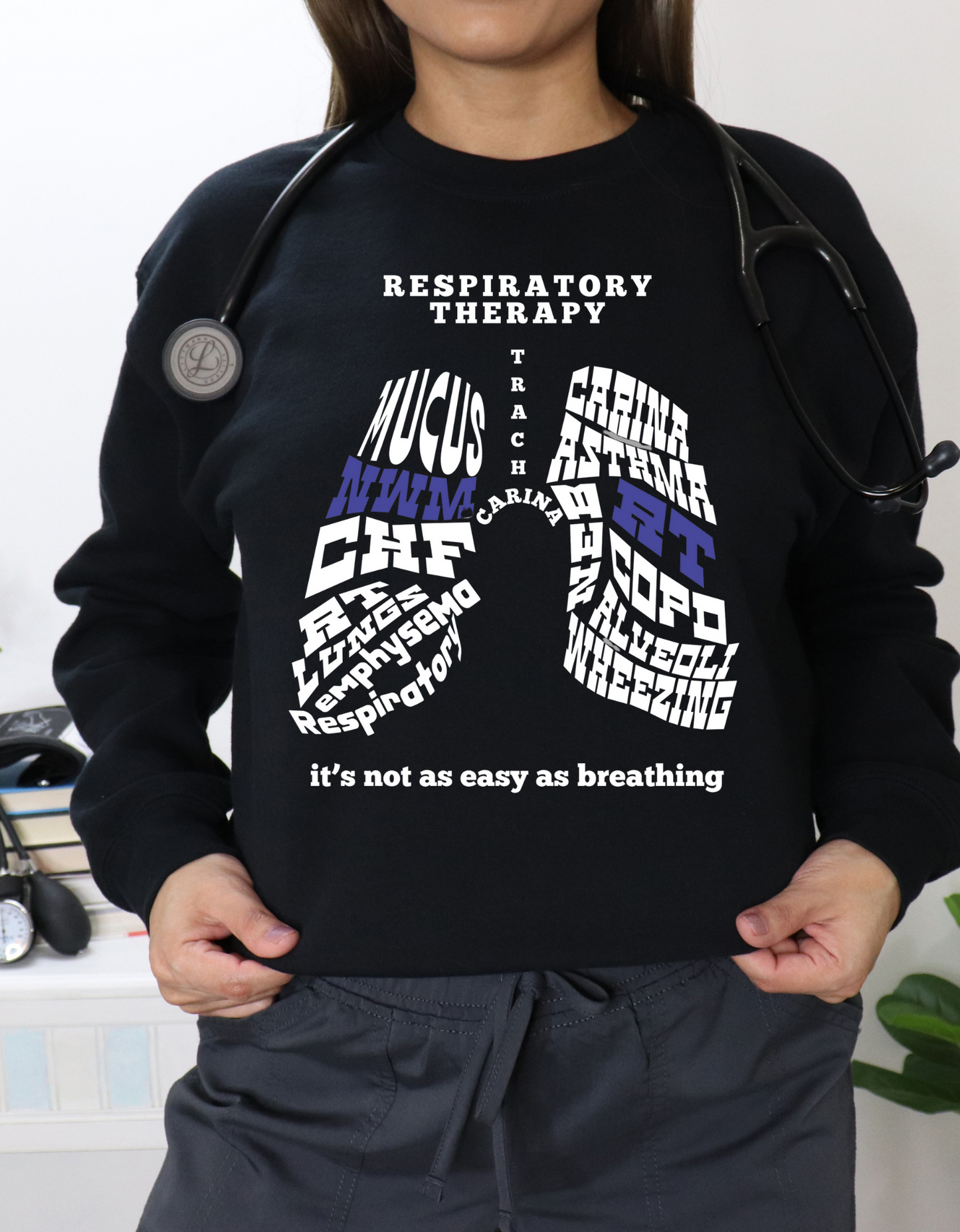 Respiratory Therapy Crewneck sweater of Lung Word Collage