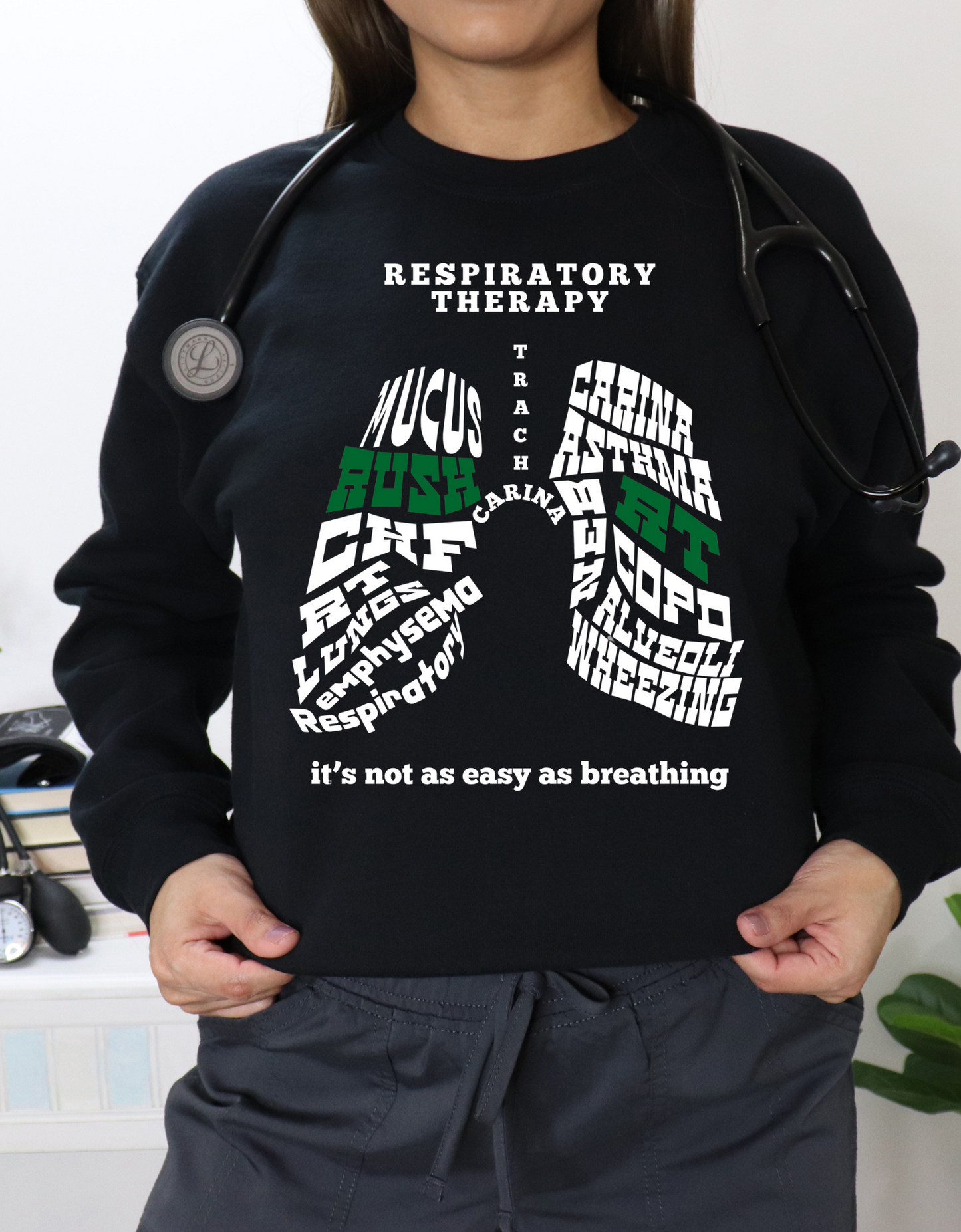 Respiratory Therapy Crewneck sweater of Lung Word Collage