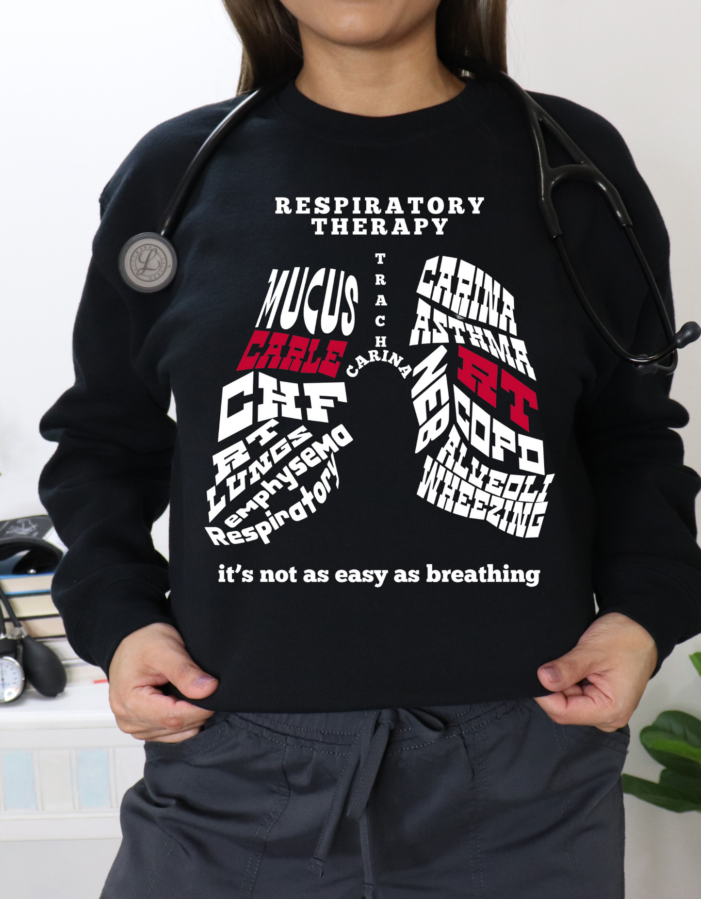 Respiratory Therapy Crewneck sweater of Lung Word Collage