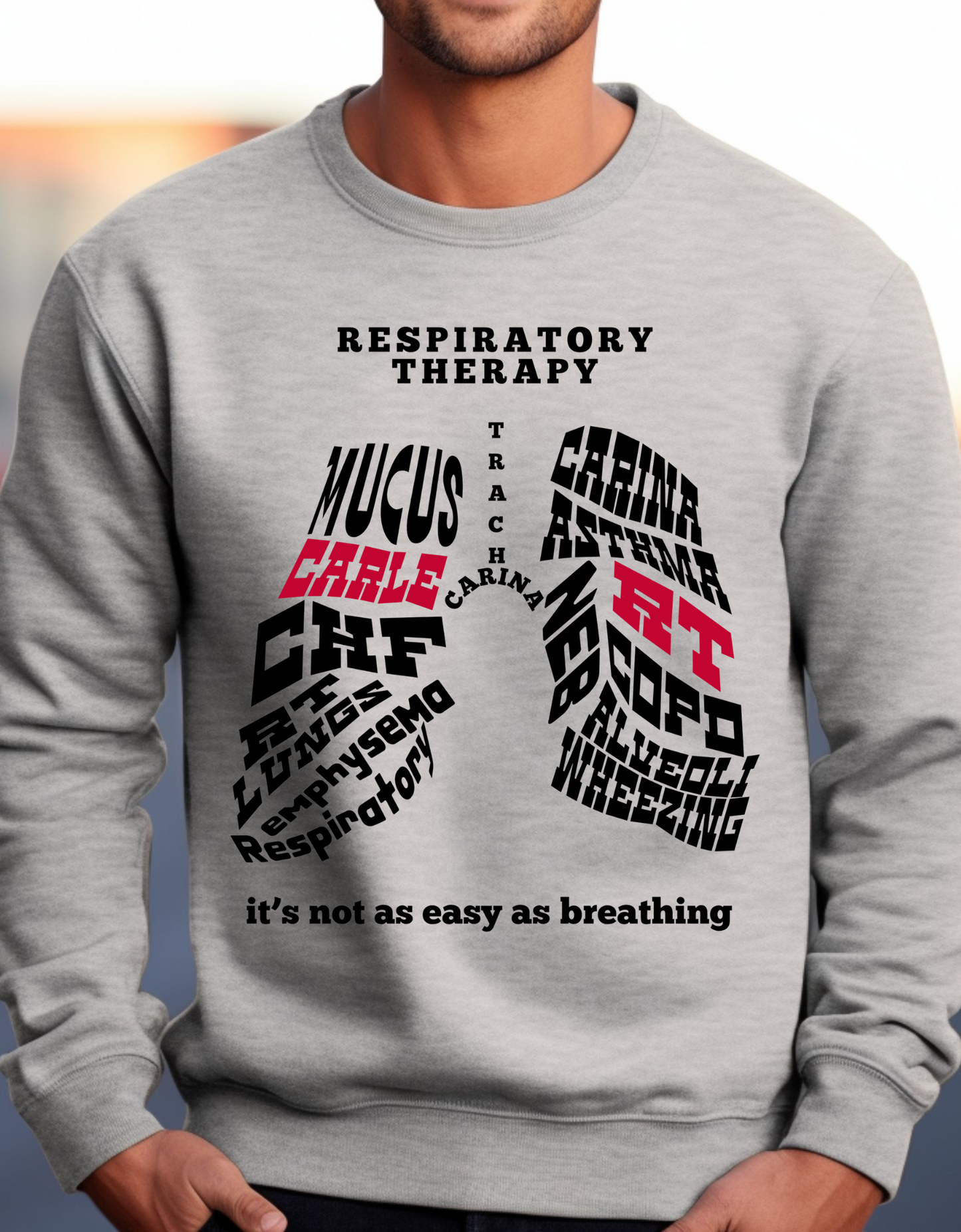 Respiratory Therapy Crewneck sweater of Lung Word Collage