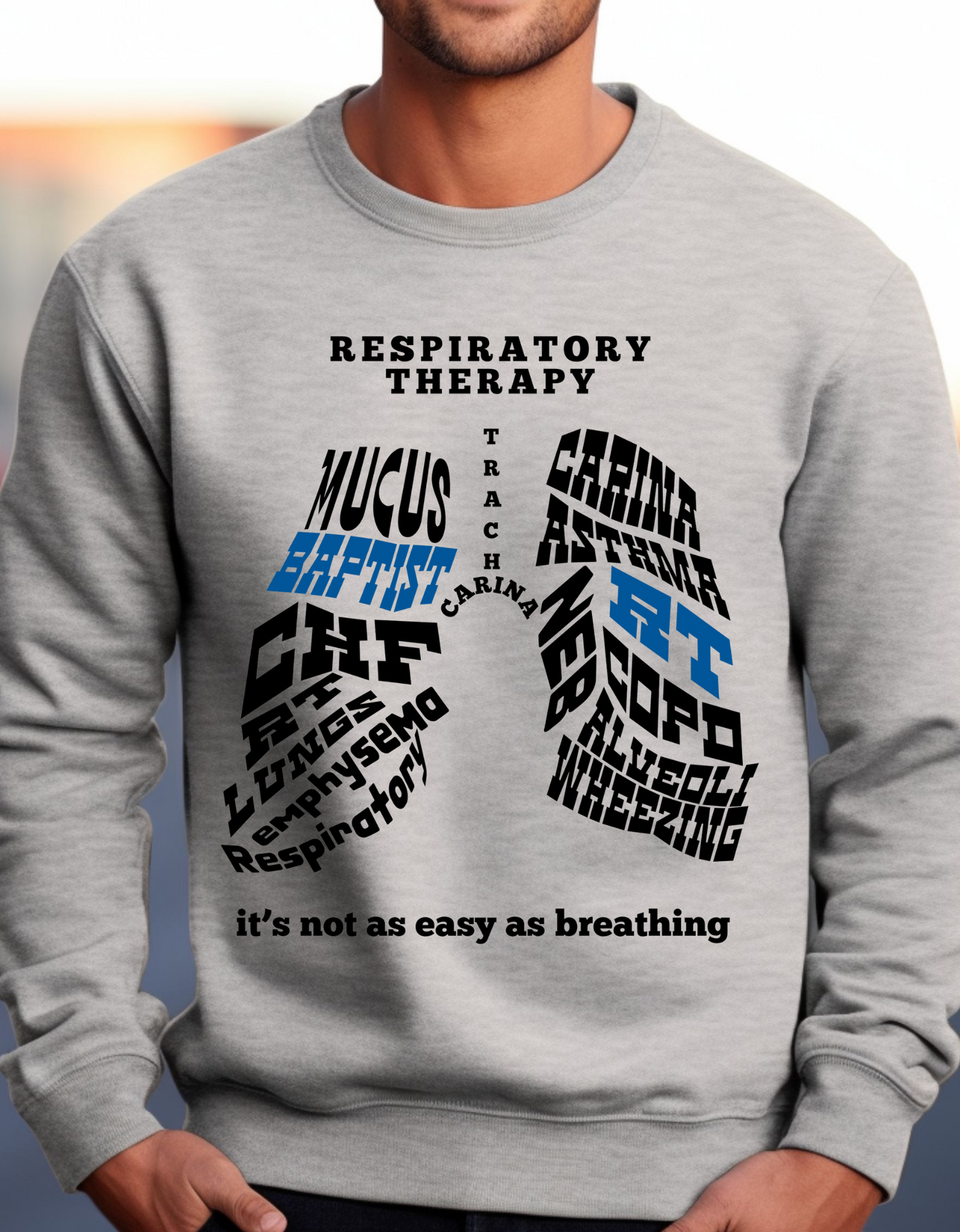 Respiratory Therapy Crewneck sweater of Lung Word Collage