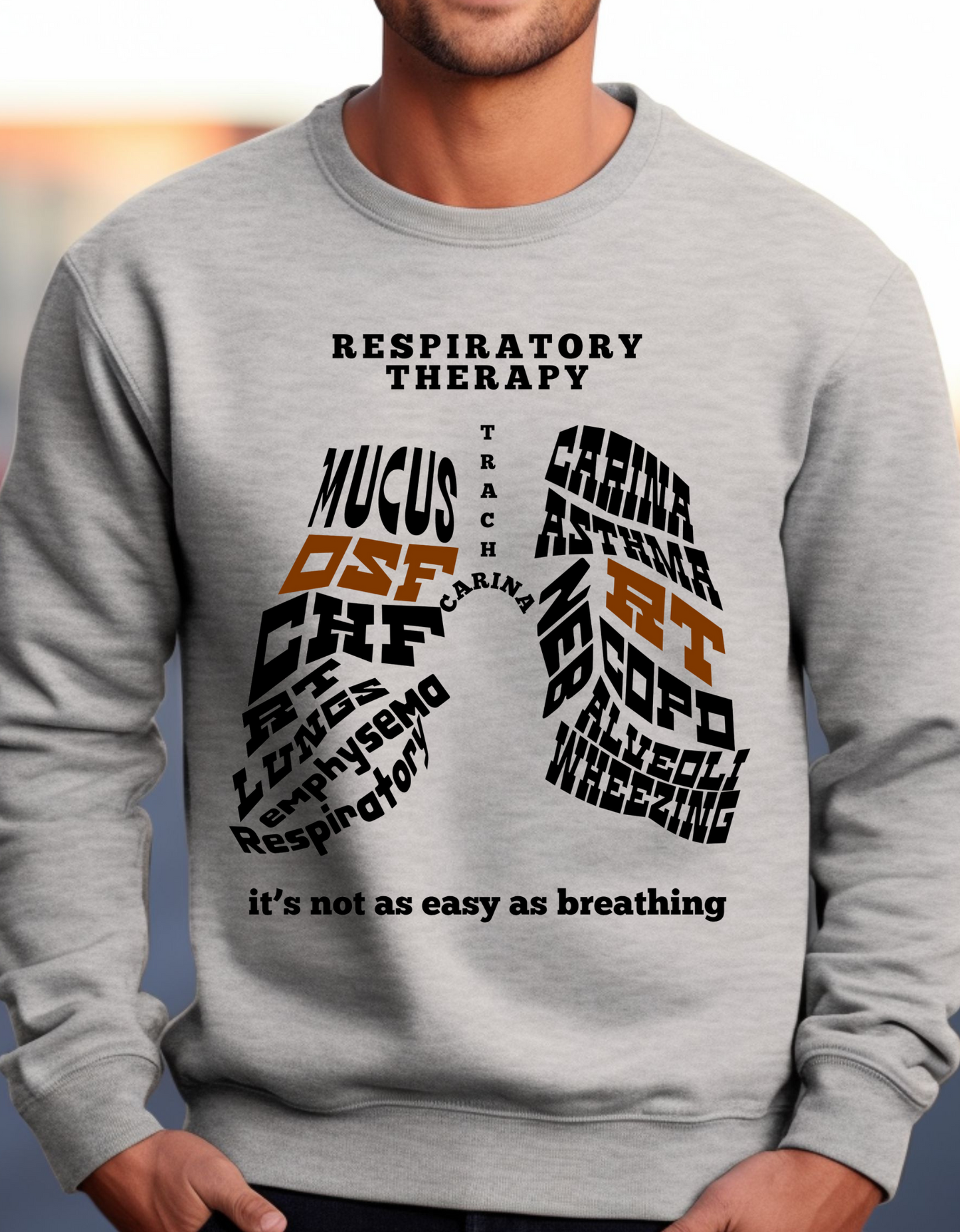 Respiratory Therapy Crewneck sweater of Lung Word Collage