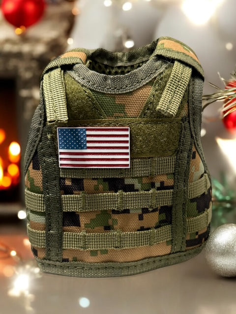 Tactical Vest Coozie + Mini USA flag