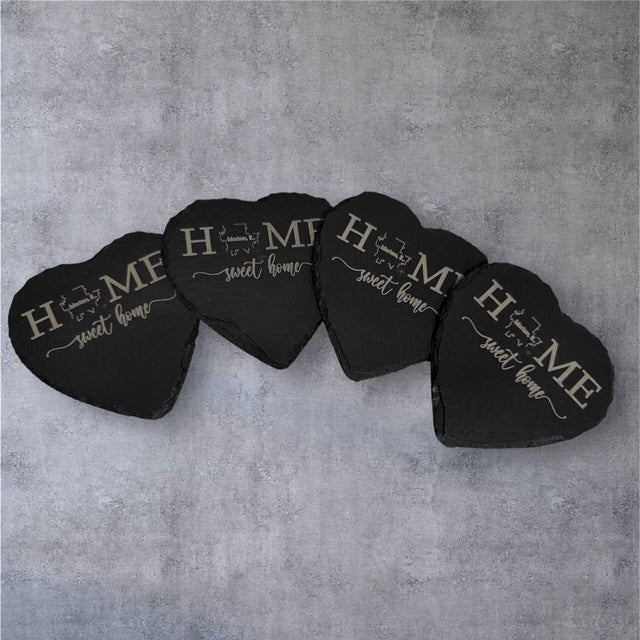 Black Slate Coasters Morton, IL. Home Sweet Home