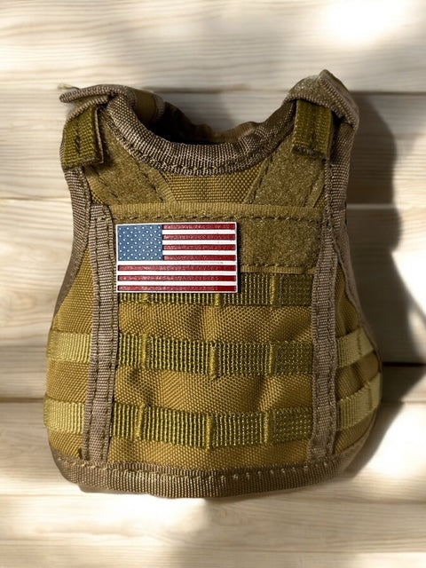 Tactical Vest Coozie + Mini USA flag