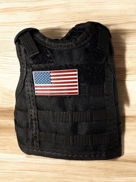 Tactical Vest Coozie + Mini USA flag