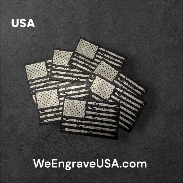 Silver USA on Black Hat Patches for Hats