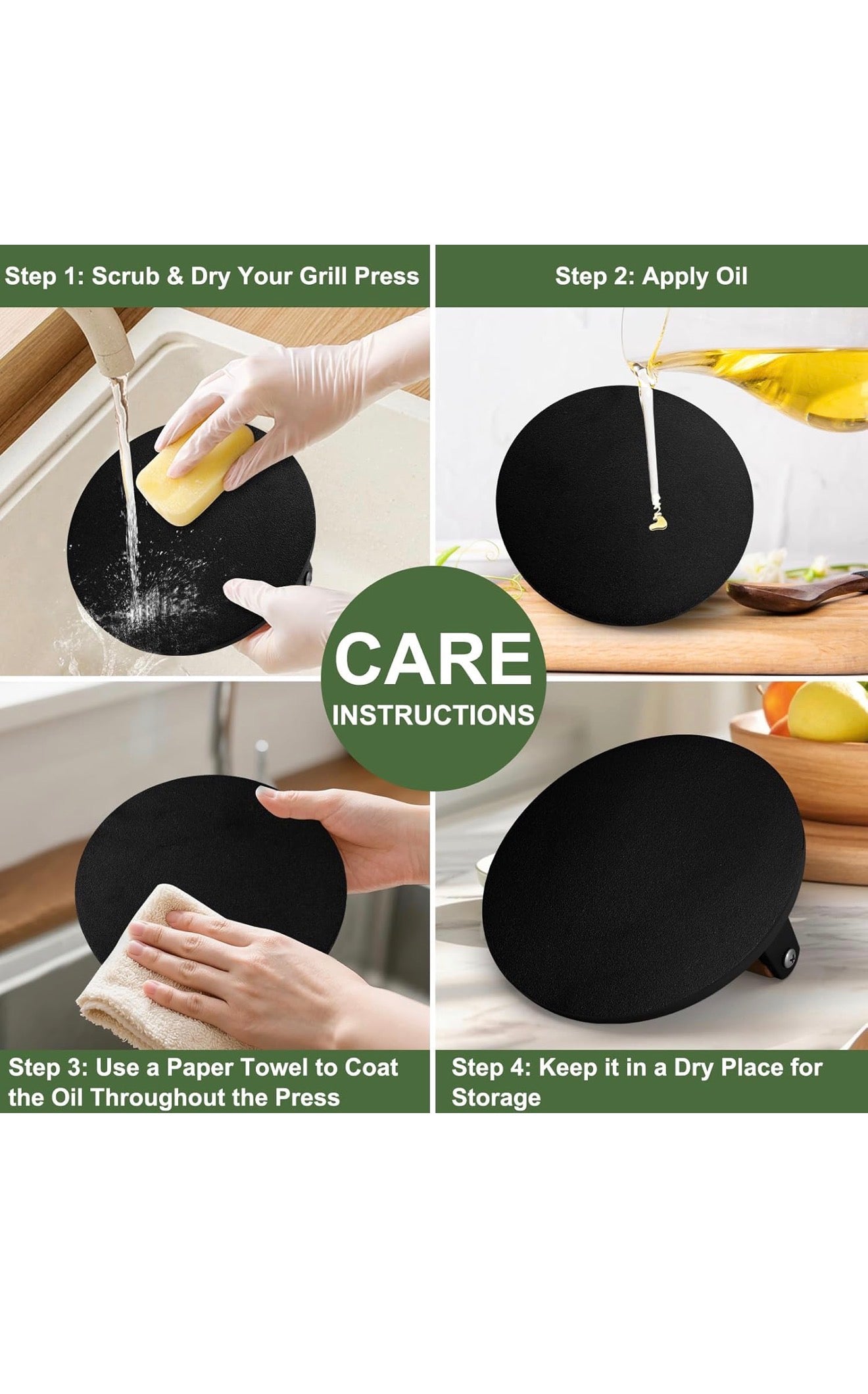 Smash Burgers Round Cast Iron Burger, Bacon and steak press