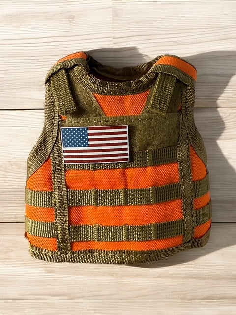 Tactical Vest Coozie + Mini USA flag