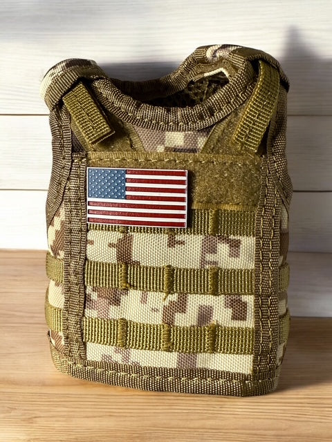 Tactical Vest Coozie + Mini USA flag