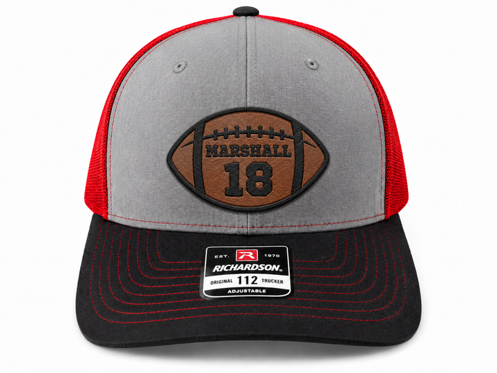 Football Cut-Out Name and Number Custom Patch Hat