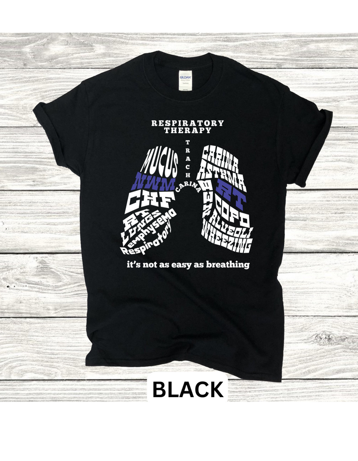 Respiratory Therapy Gildan T-shirt of Lung Word Collage