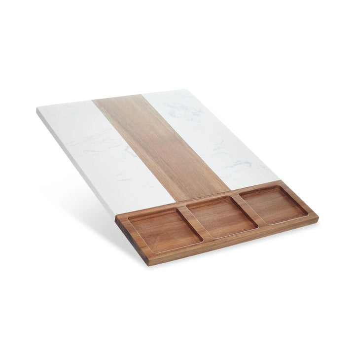 Personalized Charcuterie Board Set – Engraved Marble &amp; Acacia Wood | 11-Piece Gift Set