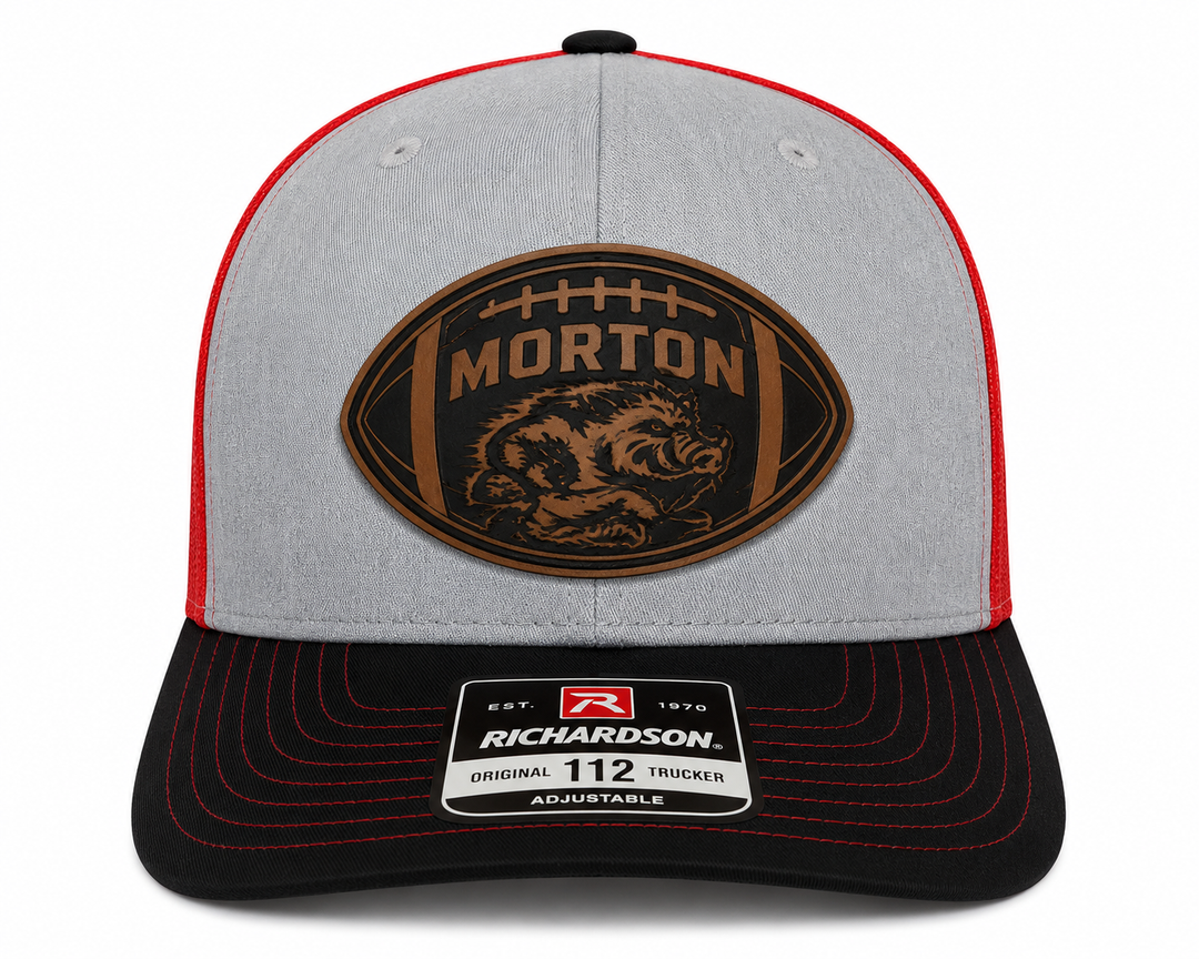 Football Cut-Out Morton Hogs Leather Patch Hat