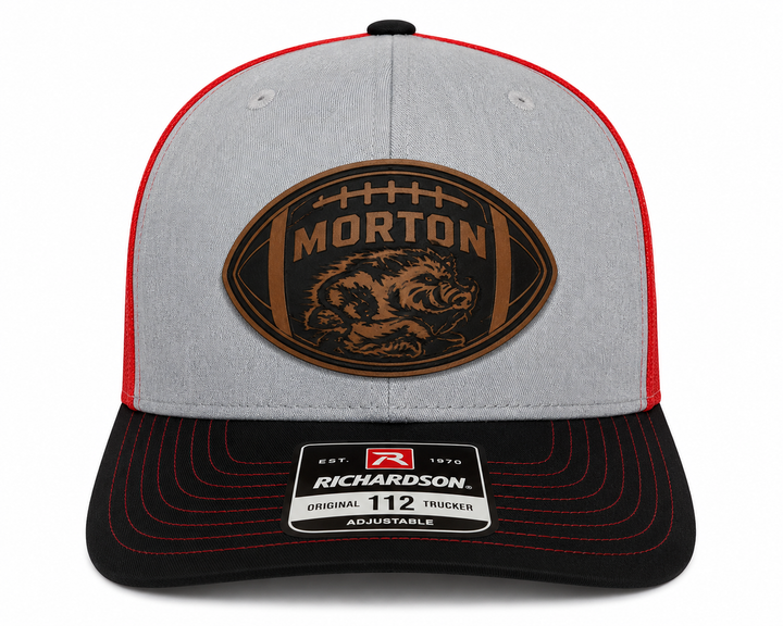 Football Cut-Out Morton Hogs Leather Patch Hat