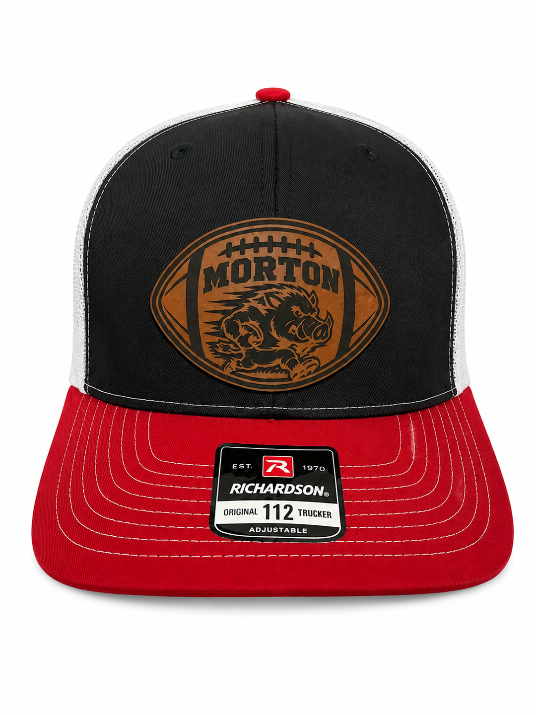 Football Cut-Out Morton Hogs Leather Patch Hat