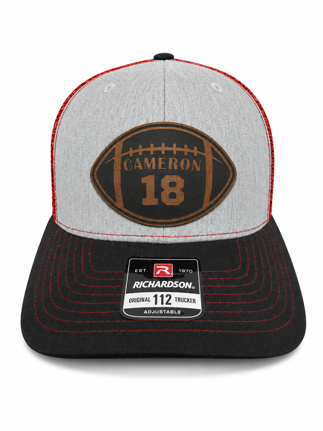 Football Cut-Out Name and Number Custom Patch Hat