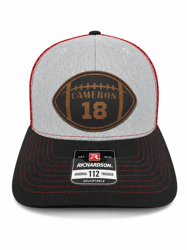 Football Cut-Out Name and Number Custom Patch Hat