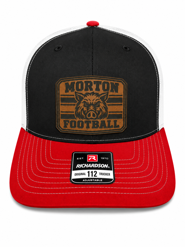 Old Vintage Patch Morton, IL Hog Head Leather Patch Hat