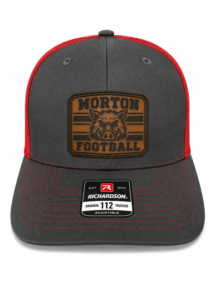 Old Vintage Patch Morton, IL Hog Head Leather Patch Hat