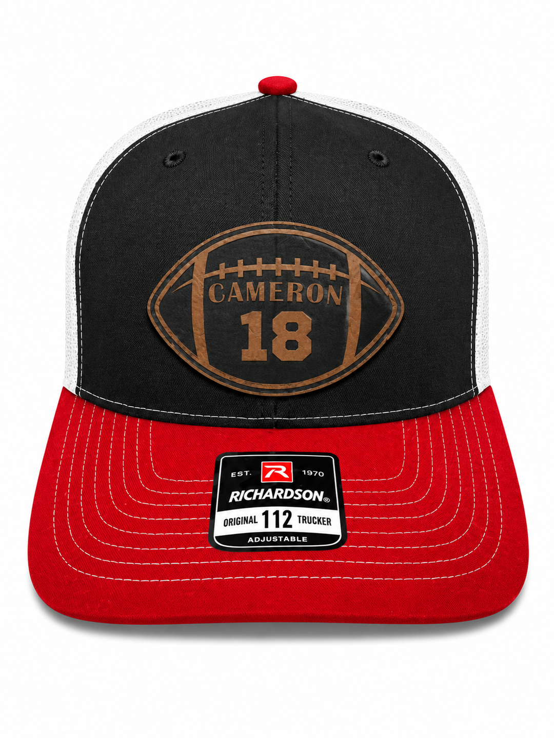 Football Cut-Out Name and Number Custom Patch Hat
