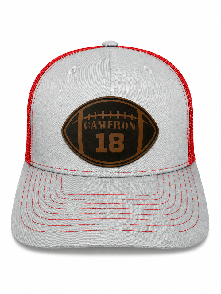 Football Cut-Out Name and Number Custom Patch Hat
