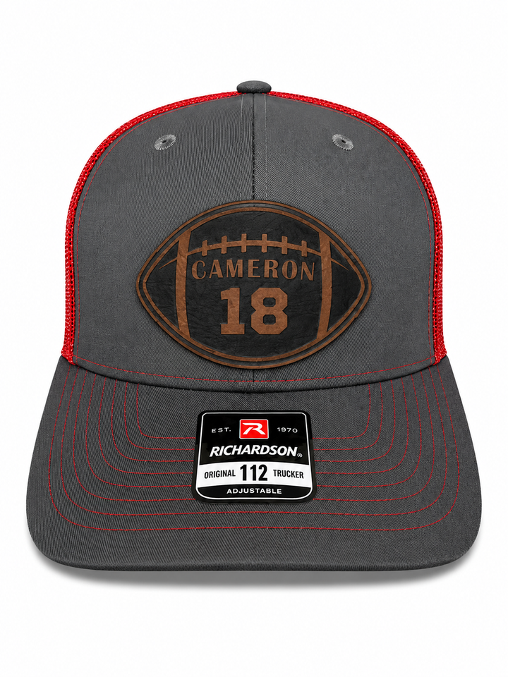 Football Cut-Out Name and Number Custom Patch Hat