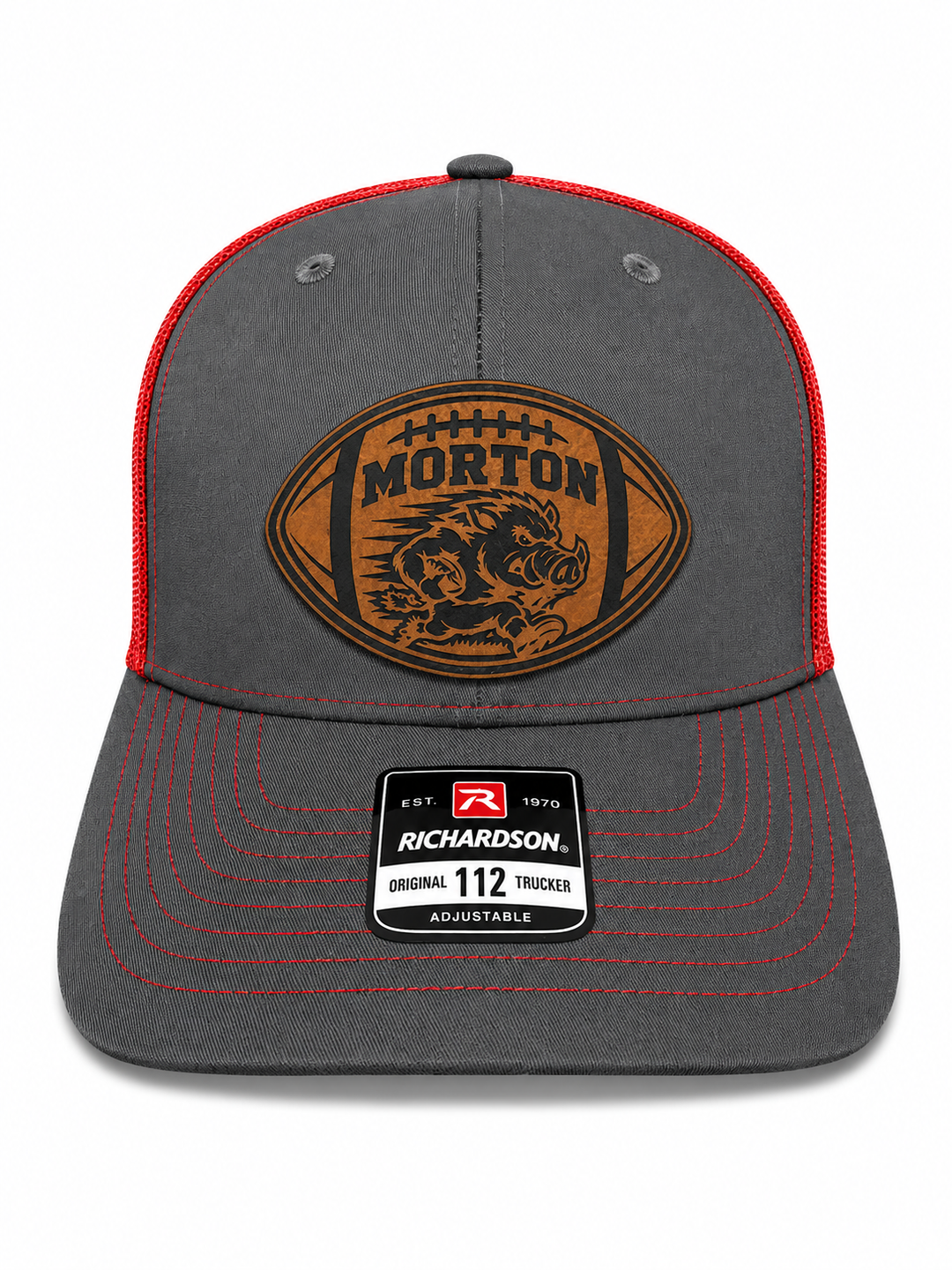 Football Cut-Out Morton Hogs Leather Patch Hat