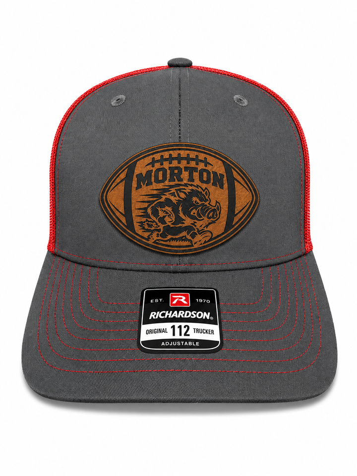 Football Cut-Out Morton Hogs Leather Patch Hat