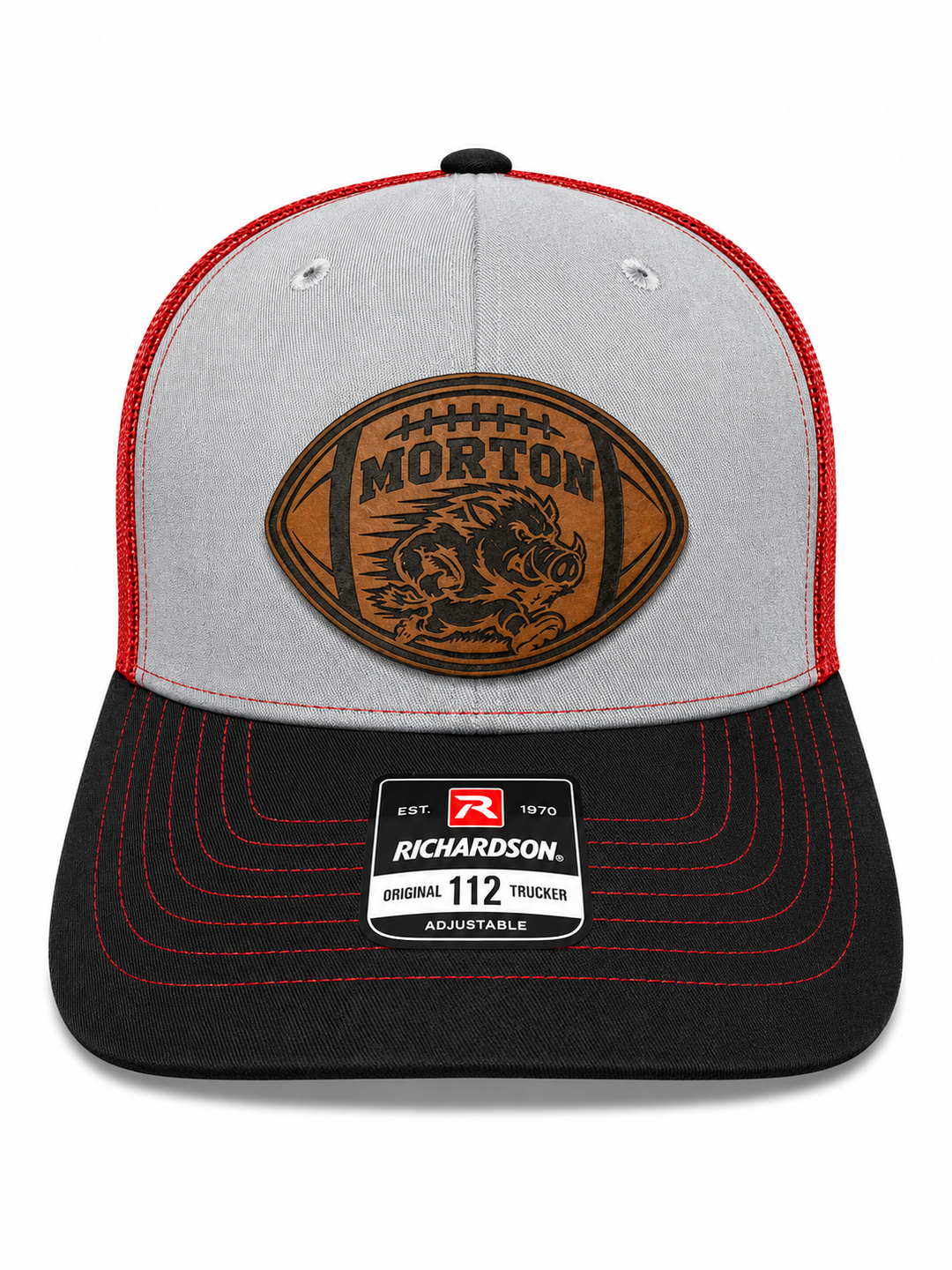 Football Cut-Out Morton Hogs Leather Patch Hat