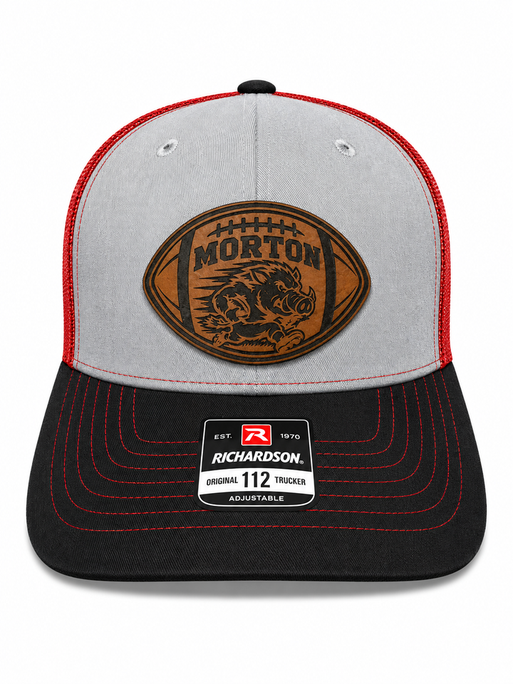 Football Cut-Out Morton Hogs Leather Patch Hat
