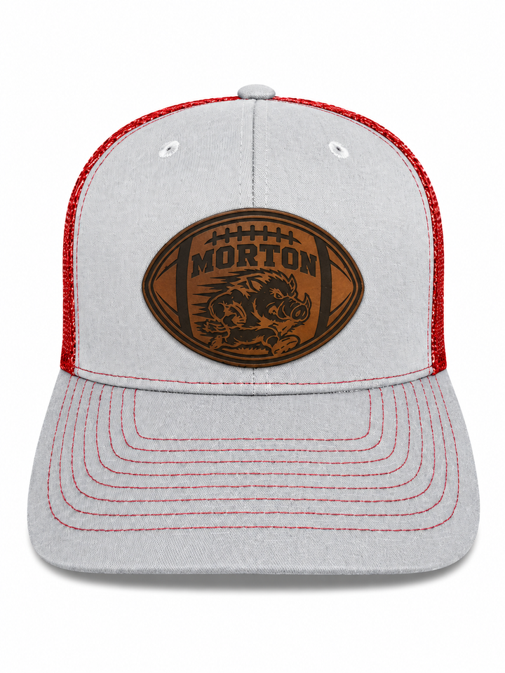 Football Cut-Out Morton Hogs Leather Patch Hat