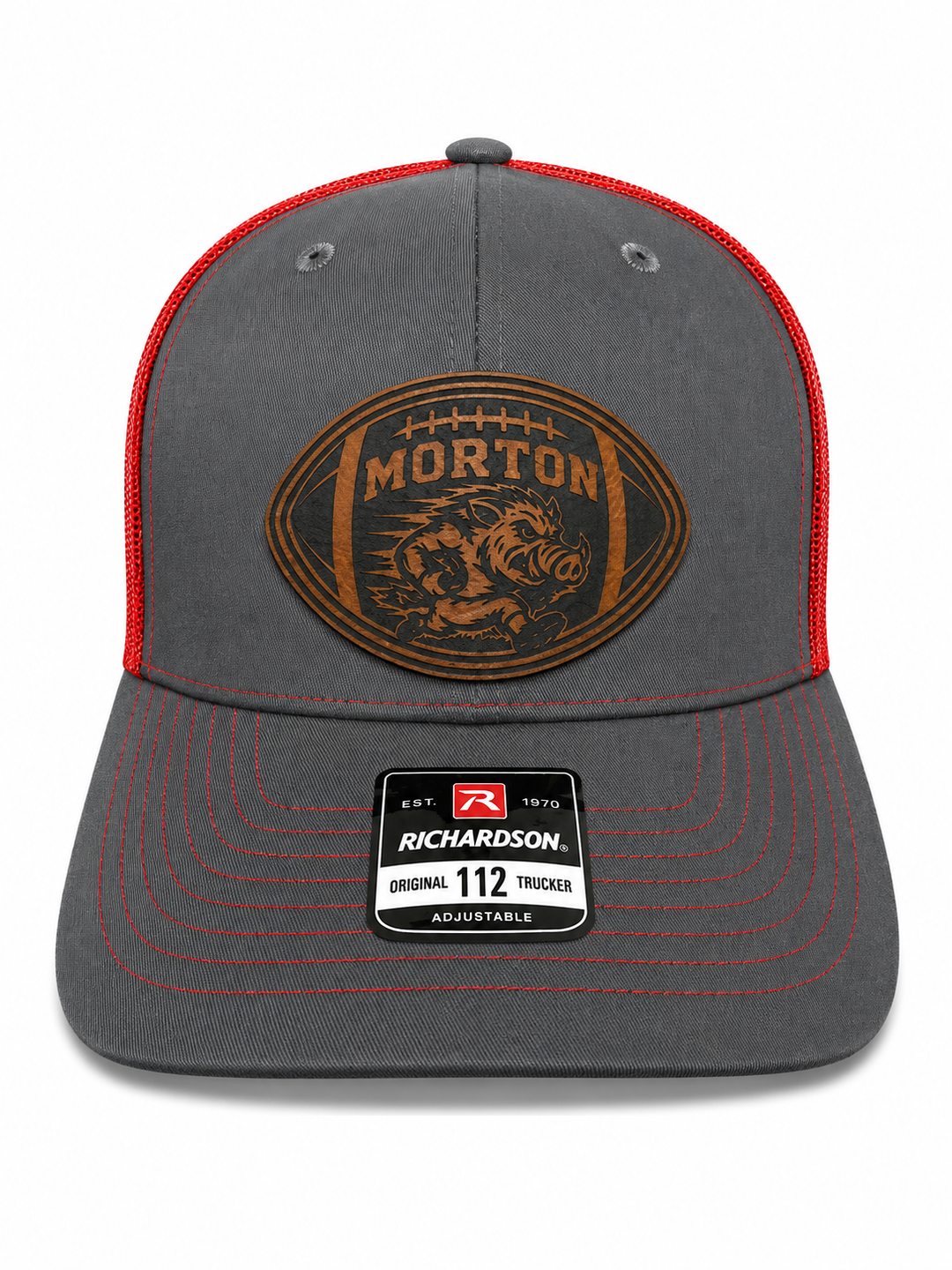 Football Cut-Out Morton Hogs Leather Patch Hat