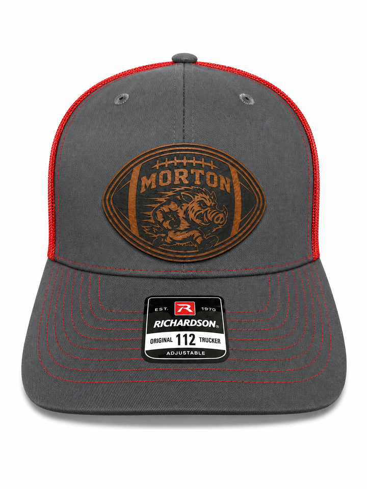 Football Cut-Out Morton Hogs Leather Patch Hat
