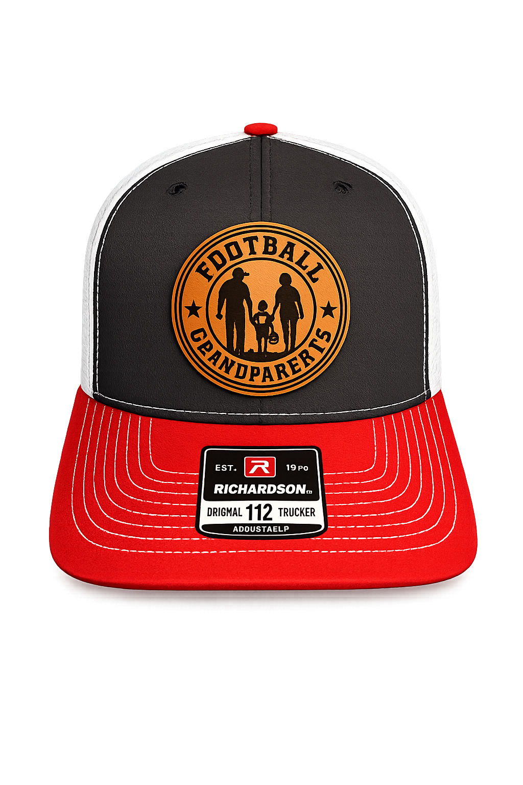 Football Grandparents Round Leather Patch Hat