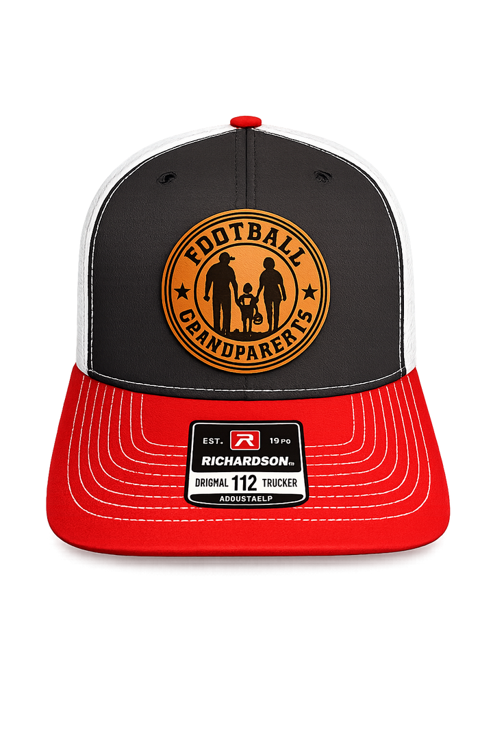 Football Grandparents Round Leather Patch Hat
