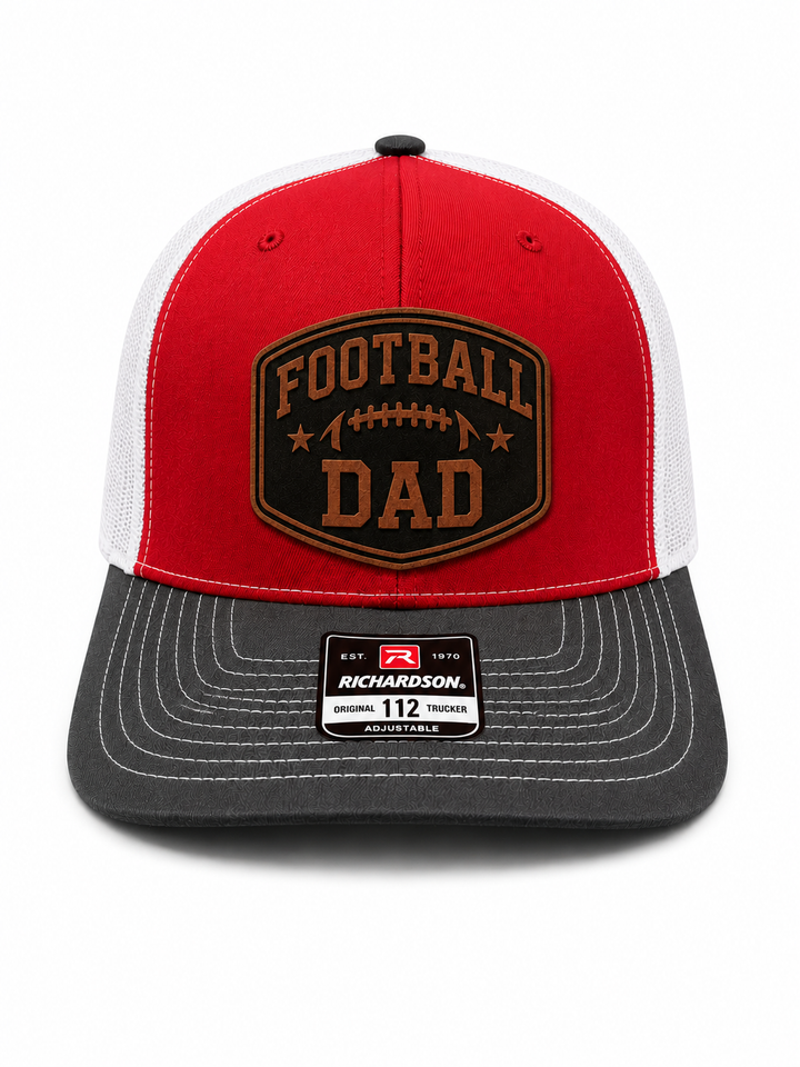 Football Dad Football Laces Leather Patch Hat