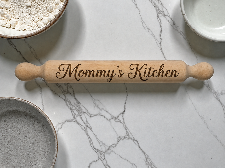 Personalized Engraved Rolling Pin – Custom Name &amp; Design Gift