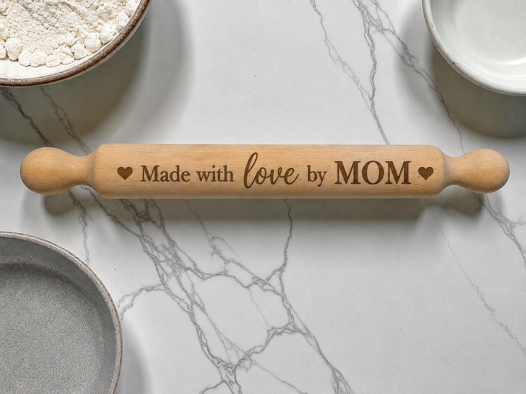 Personalized Engraved Rolling Pin – Custom Name &amp; Design Gift