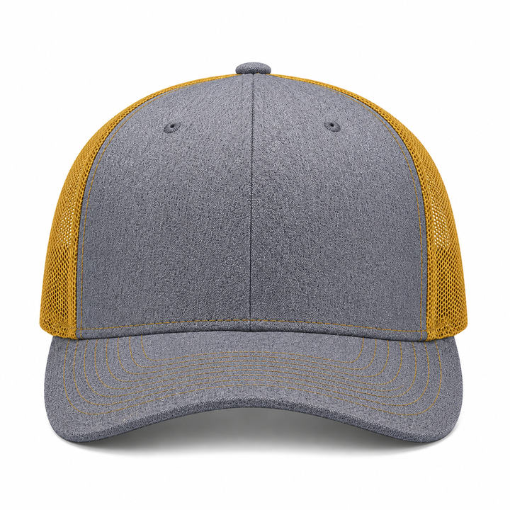 Richardson 112 Trucker Hat - 112 Heather Grey/Amber Gold/Heather Grey