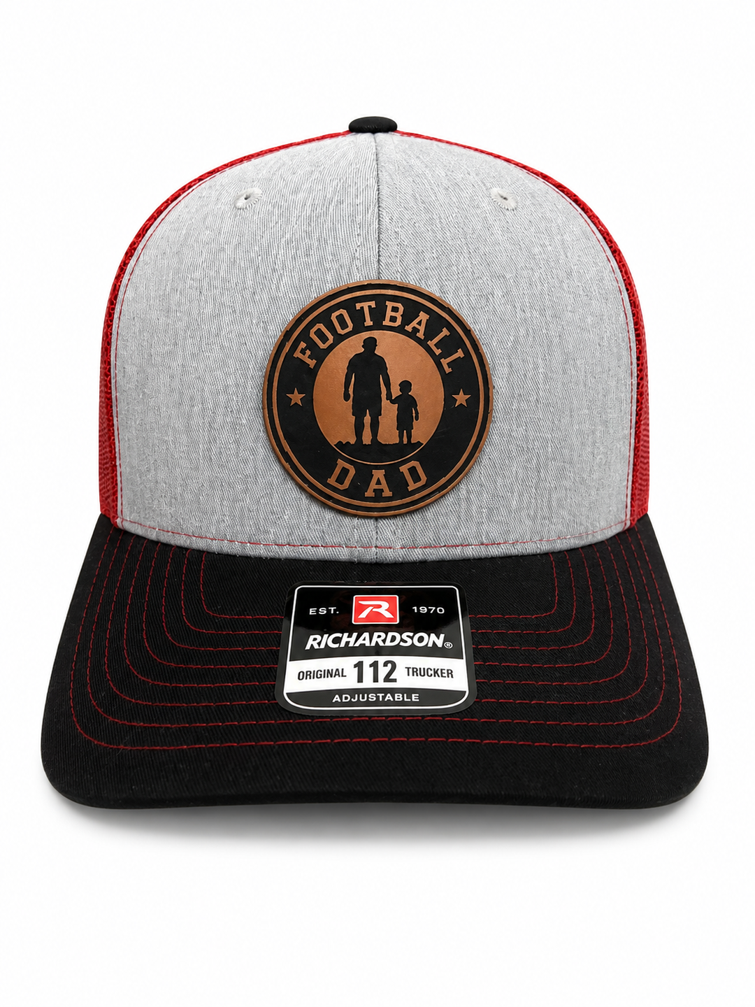 Football Silhouette Dad Leather Patch Hat