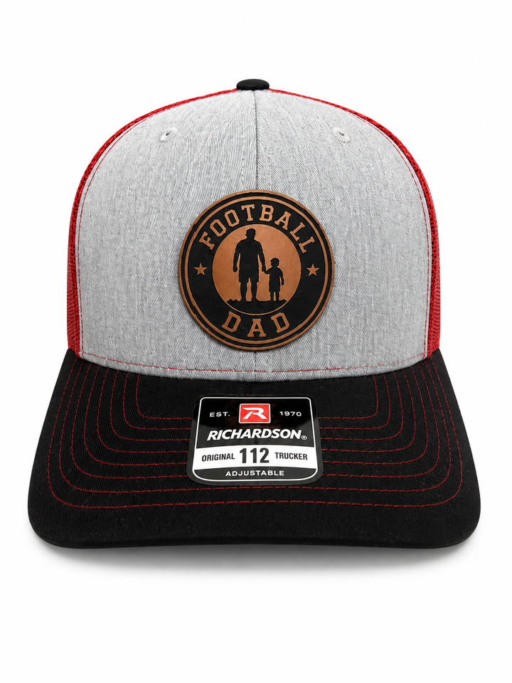 Football Silhouette Dad Leather Patch Hat